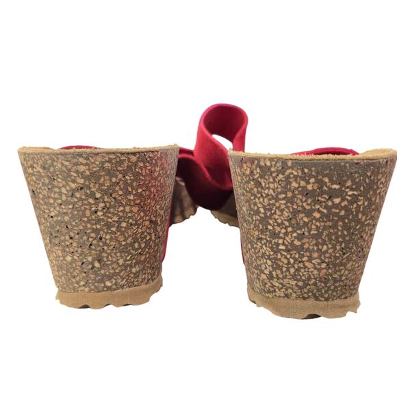 Yokono Red Suede Leather Wedge slide on mules Size 9.5 Made Spain Comfort # 897 - Picture 3 of 5